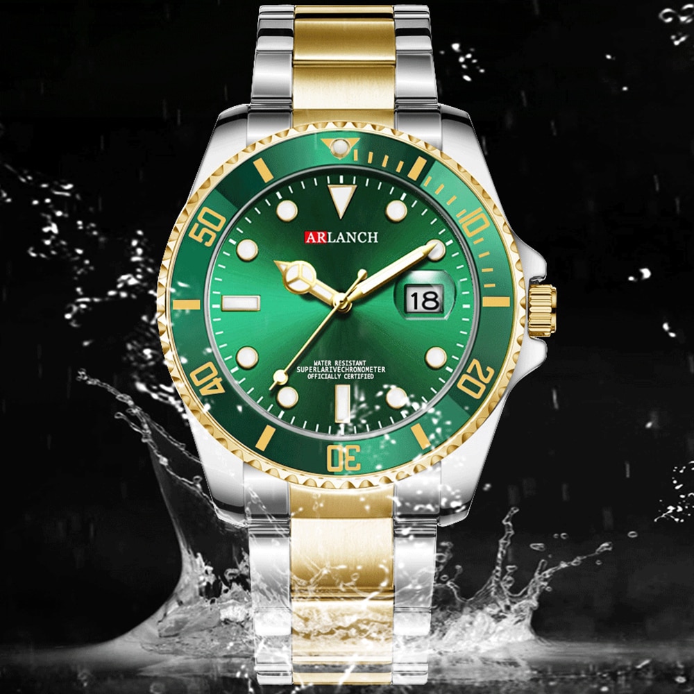 Arlanch herre quartz ur topmærke luksus vandtætte ure herre sports dato armbåndsure sort relogio masculino