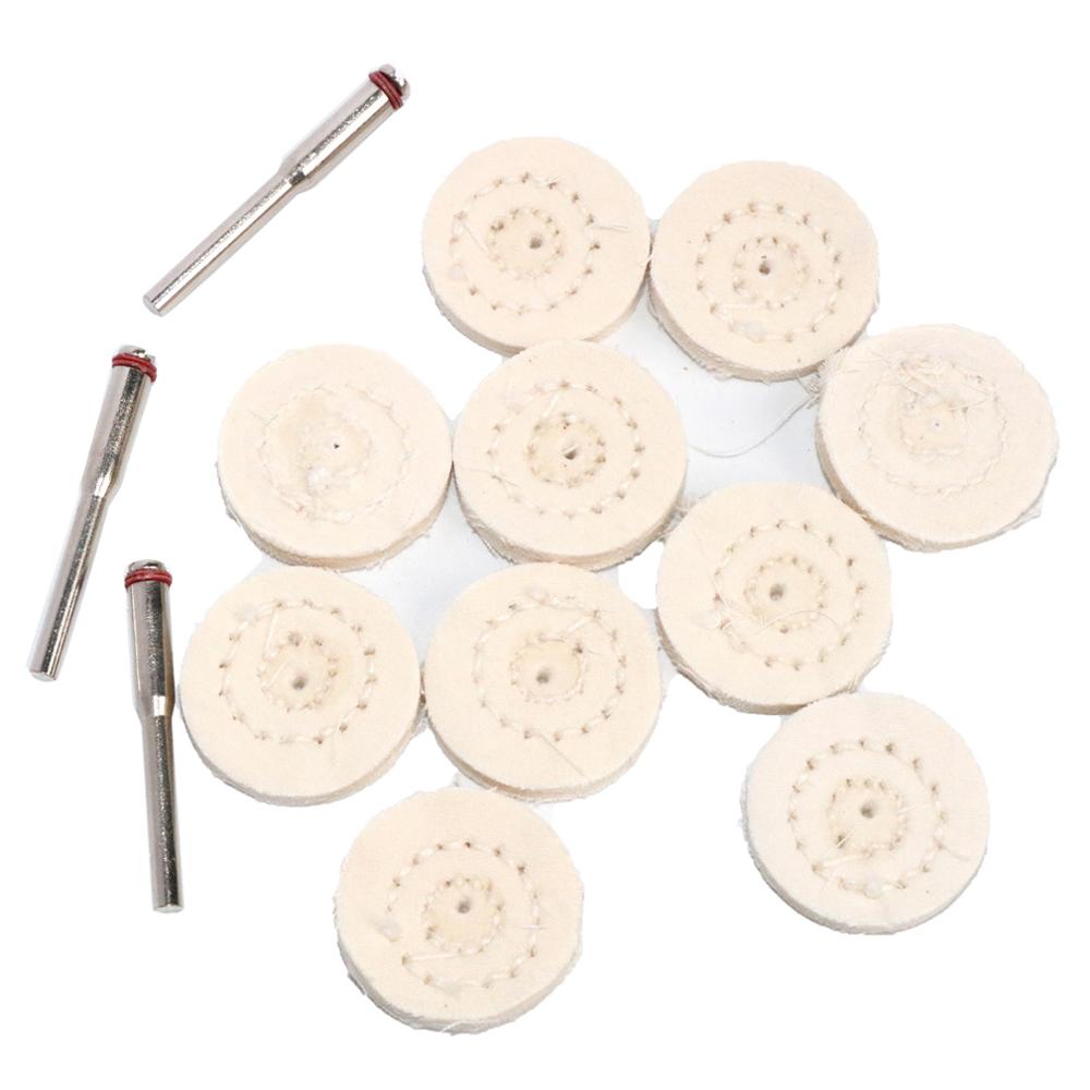Tête de ponçage en coton, tige de 3mm, mini brosse pour perceuse Dremel: 32mm white 10pc