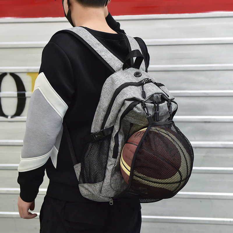 Brand tiener jongen school bookbags sportief bal houder rugzak met oortelefoon gaten mannen leisure bagpack