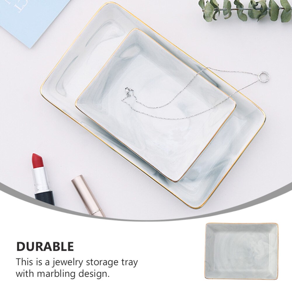 1Pc Jewelry Tray Marbling Ceramic Jewelry Plate Earring Tray Necklace Tray for Store Home