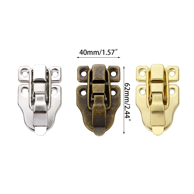 Antique brass Silver Golden Heavy Duty Trunk Toggle Catch Jewelry Chest Wooden Wine Box Case Suitcase Hasp Latch Lock 40x62mm