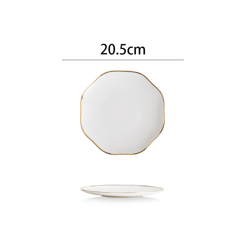 Northern Europe Ceramic Plate Hotel Desktop Golden Stroke Spaghetti Plates Home Western Steak Dish Modern Kitchen Tableware: C-small