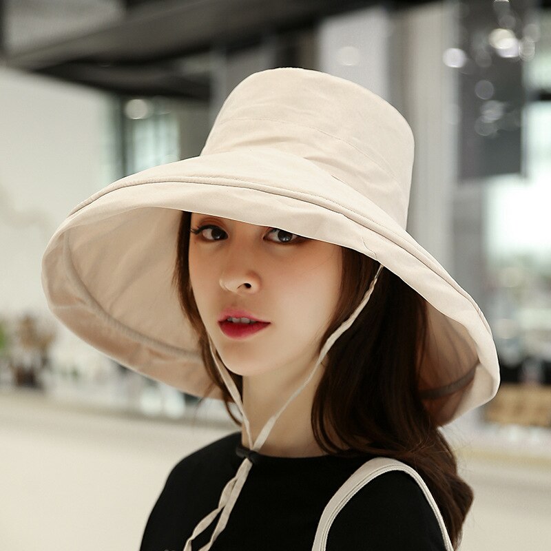 Shade Fisherman Hat Big Brim Beach Shopping Sun Hat Street Headdress Fisherman Outdoor Hat Ladies Hat Solid Color