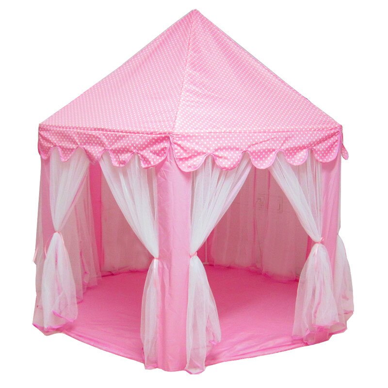 140*135Cm Grote Prinses Kasteel Tule Kind Huis Spel Selling Play Tent Yurt Creatieve Ontwikkelen Outdoor Indoor Verlichting ballen Speelgoed: Roze