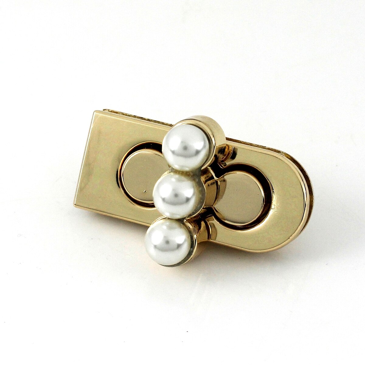 1pcs Metal Pearl Turn Lock Push Lock Clasp Bag Laggage Purse Leather Craft Closure DIY Hardware Accessories: Lightgold