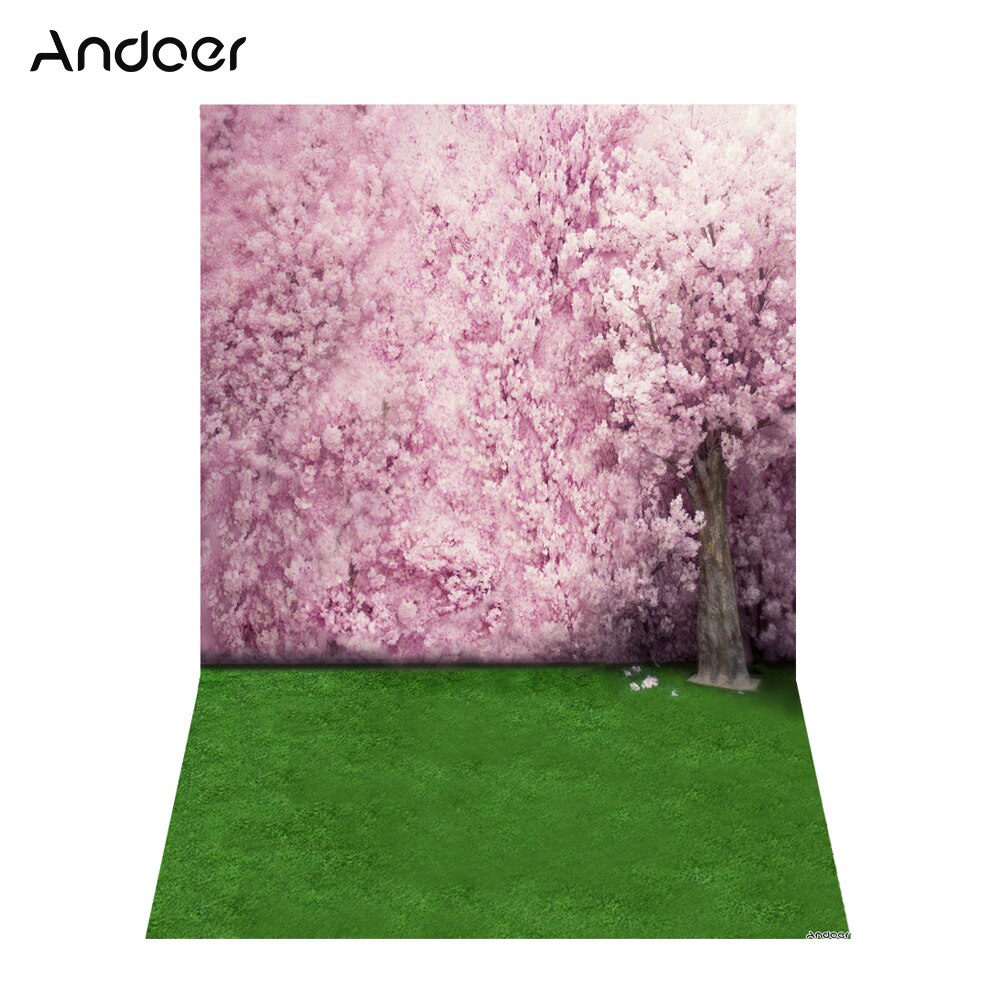 Andoer Photography Backdrop - 1.5x2.1m/5x7ft - Rose/Cherry/White Blooming Flower Wall - Digital Printed Polyester: Deep Purple