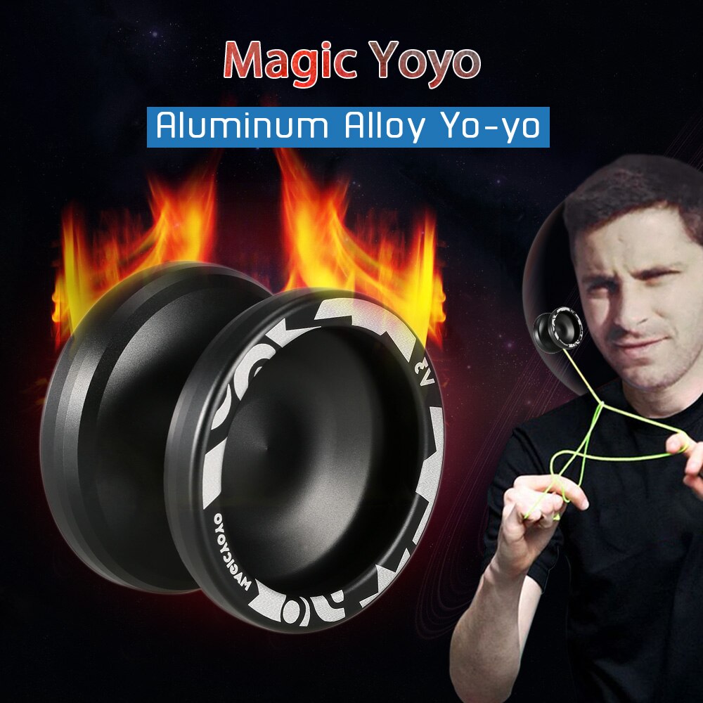 Magic Yoyo V3 Responsieve High-Speed Aluminium Legering Jojo Cnc Draaibank Met Spinning String Voor Jongens Meisjes kinderen Kids Zwart