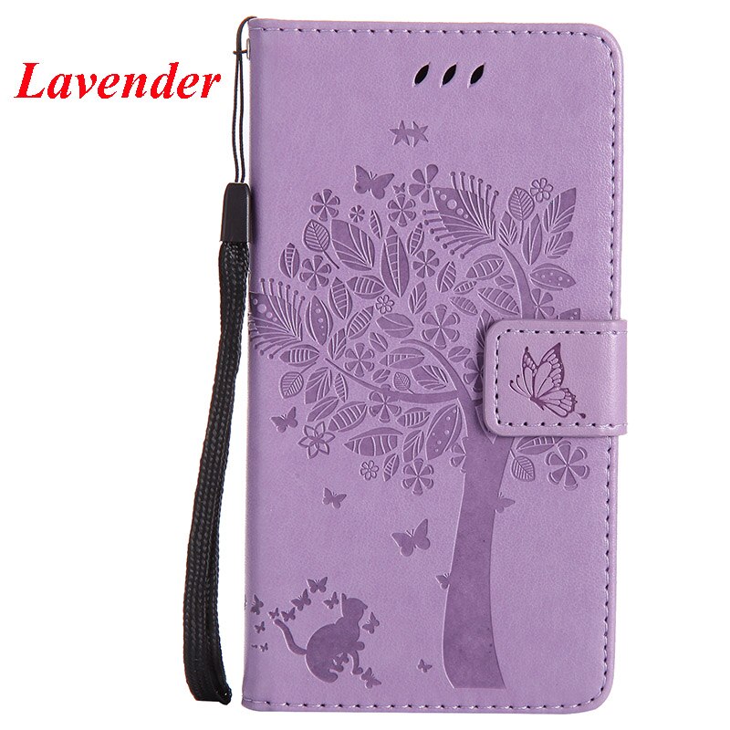 For Huawei P7 Case PU Leather Wallet Flip Stand Cover 3D Tree For Huawei P7 P7-L00 P7-L05 P7-L10 P7-L11 Phone Cases Fundas: Lavender