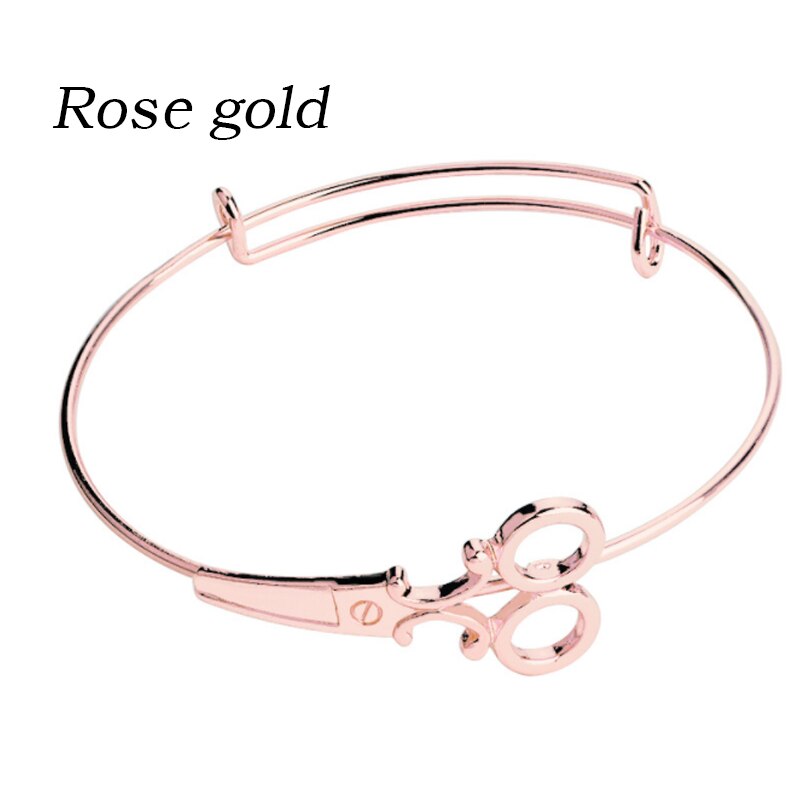 Steampunk Scheren Schere Armbinde Friseur Armreif Haar Stylist Charme Armbinde Initial Einstellbare: Rose Gold