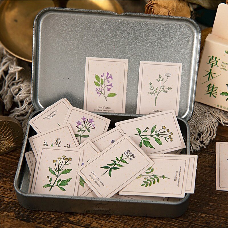46 Pcs\box Fresh Green Botany Totem Kawaii Deco Sticker Stationery Simple DIY Scrapbooking Planner Adhesive Journal Stickers