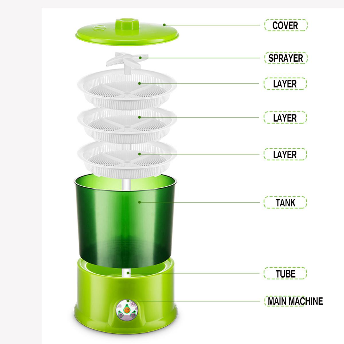 220V Intelligent 3 Layer large capacity Bean Sprouts Machine 3 Mode Automatic Thermostat Green Seeds Growing Tool Bean Machine