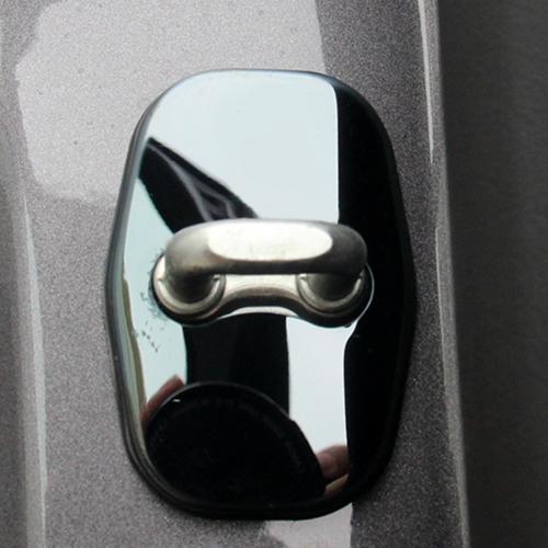 4Pcs Stainless Steel Car Door Lock Sticker Cover for Peugeot 301/308/407/508: Black