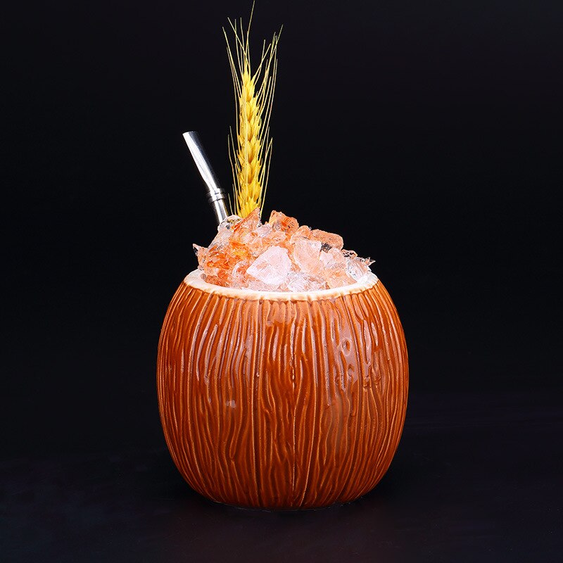 2 estilo 500ml copo de coco cerâmica tiki carta caneca de mistura cocktail copo barra bebida conjunto copo bebida fria copo de vinho copo de fundo plano