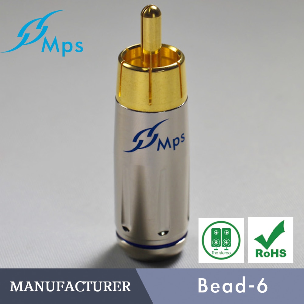 HiFi-conector de cobre RCA chapado en oro de 24K, Conector de línea de señal, conector RCA, cabeza de loto, Conector de cobre RCA para cable de 6mm, MPS Bead-6 HiFi