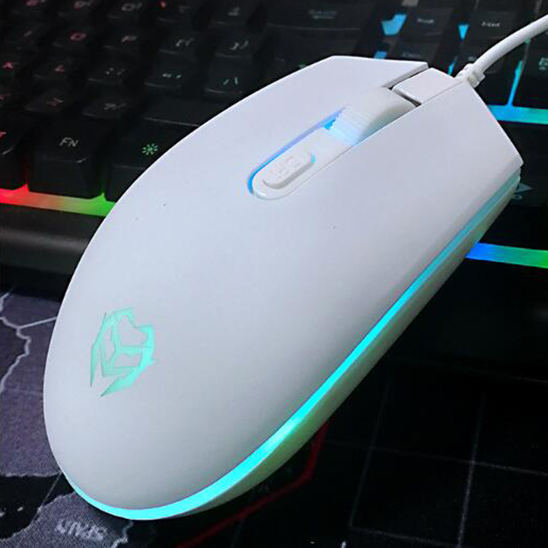 USB Optical Mouse 1600dpi Gaming Mouse RGB Optical Gamer Mice for PC Desktop Laptop Tablet Computer Mouse: White