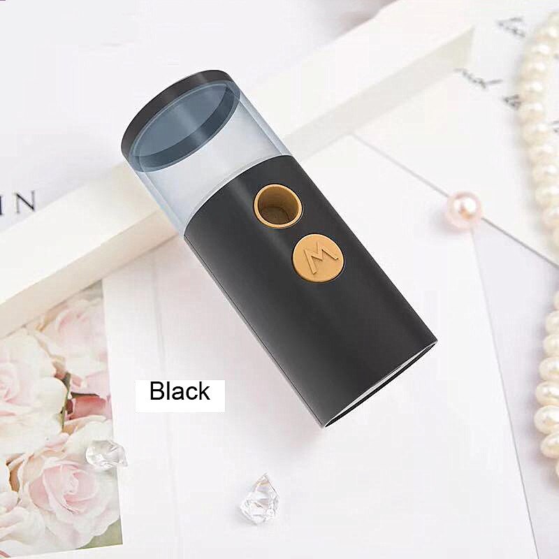 USB Rechargable Humidifier Handheld Ultrasonic Mini Air Humidifier Beauty Instruments Portable Steam Face Humidifier: Black