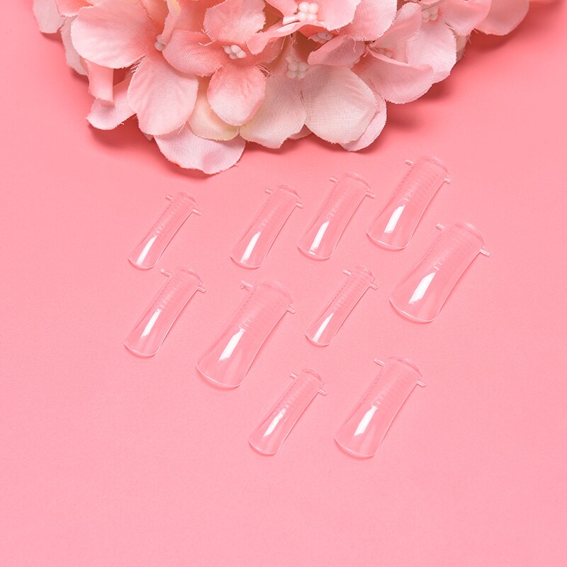 100 Pcs Clear Full Cover Nail Forms Acryl Valse Valse Nagels Quick Building Mold Tips Nail Vinger Extension