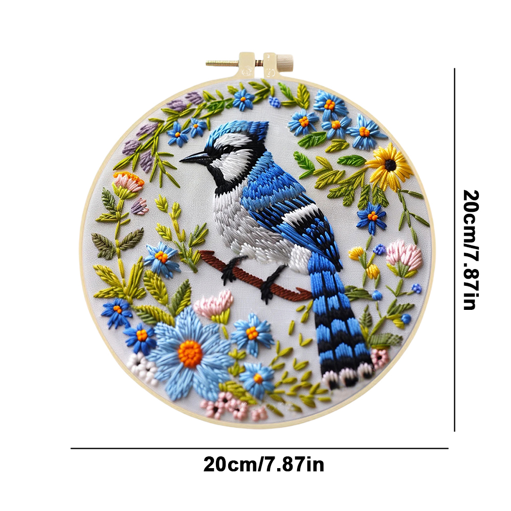 Kit de bordado para principiantes, Kit de agujas de punzón para bordado de flores y margaritas de vaca con hilo de Color de tela de aro, conjunto de artesanía hecha a mano colorida