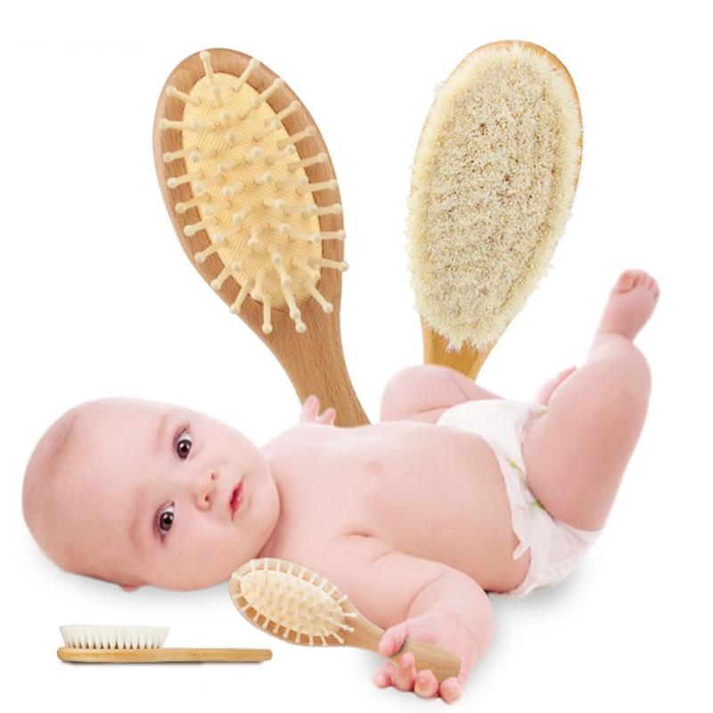 2 pcs per La Cura Del Bambino di Legno Bathbrush Morbido Dei Capelli Pettine di Massaggio Alla Testa per le Ragazze Dei Ragazzi