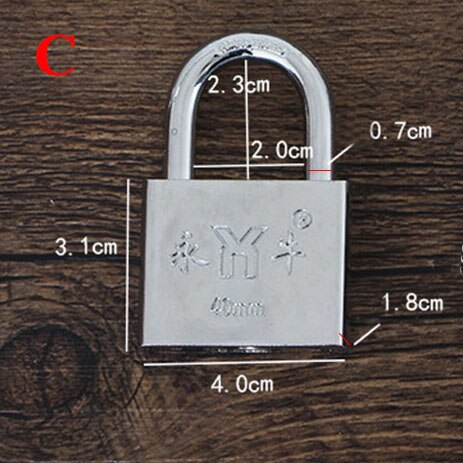 Stainless Steel Padlock Wolf Head Brass Lock Small Locks Door Locks 20mm 25mm 30mm 40mm Not Rust Lock Core Include 3 keys: Silver