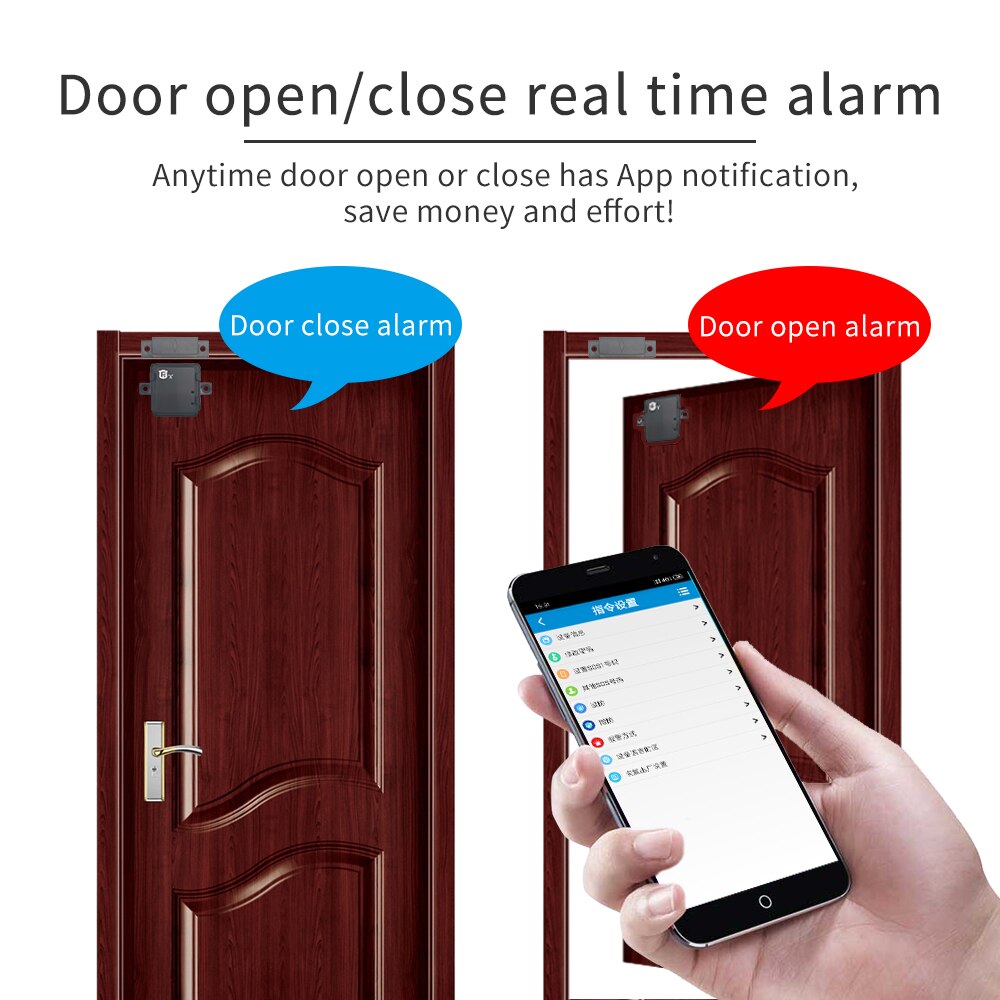 Smart Door Alarm GSM Tracker RF-V13 Home Safety Asset Protection Voice Monitoring Door Open Alert Free Tracking Platform