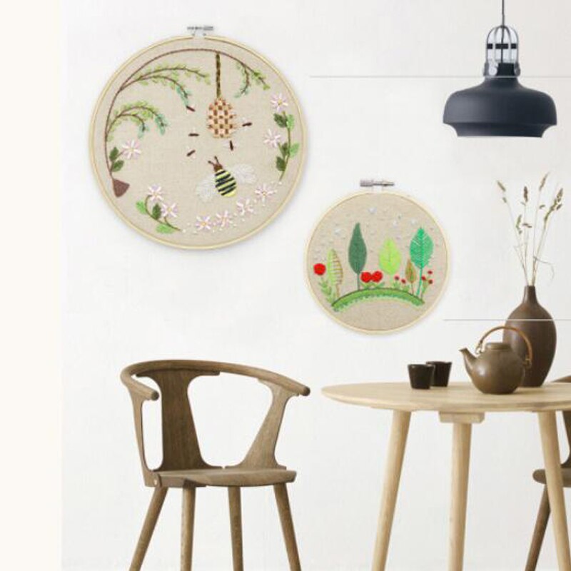 3 st blomma gräs gör det själv broderi blomma handarbete handarbete för nybörjare korsstygn kit band målning broderi båge
