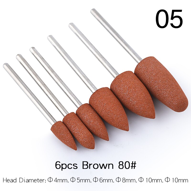 6Pcs Rubber Silicon Nail Boren Set Frezen Voor Manicure Pedicure Elektrische Polijstmachine Sterke Nagel Boormachine Gereedschap: 5