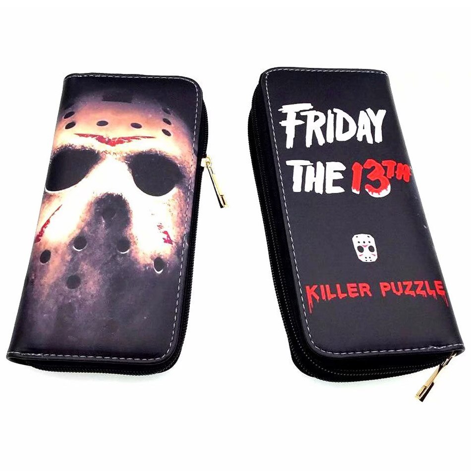 Cartera de piel sintética con estampado de Stranger Things para hombre, cartera de mano de piel sintética con cremallera, con estampado de dibujos animados Move IT a Nightmare on Elm Street Friday the 13