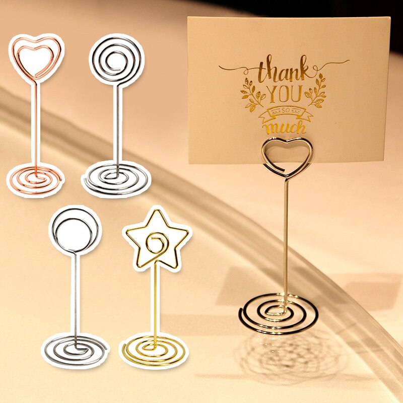 Multi Style Desktop Photo Clips Office Crative Business Card Metal Clips Wedding Party Table Number Cards Holder Decorations