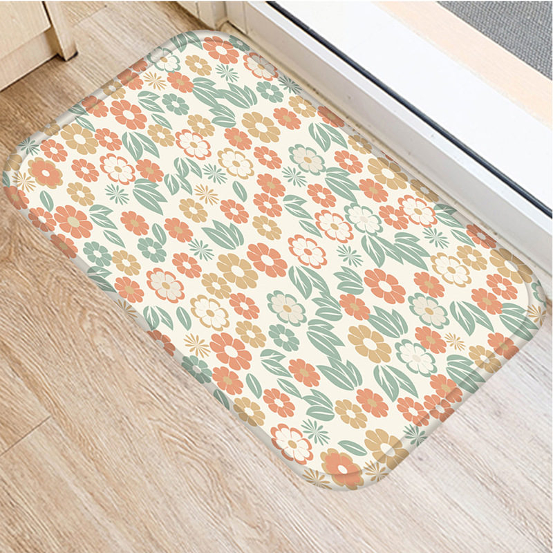 1 st 40*60cm rand blomma prickar mönster halkskyddande mocka matta dörrmatta dörrmatta utekök vardagsrum golvmatta matta 48287: 2dd-48287-007