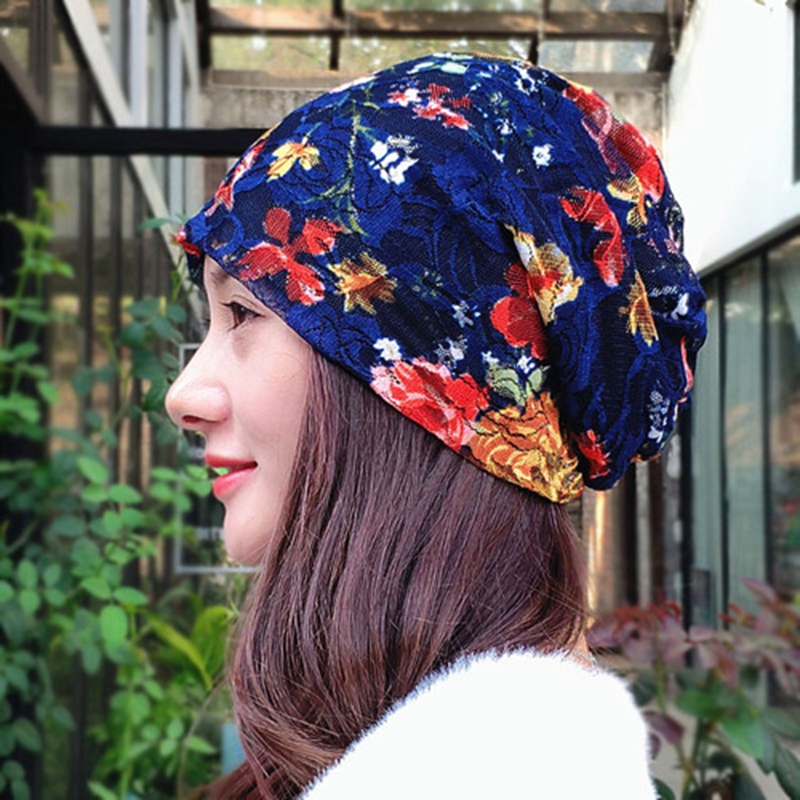 Damskie czapki wiosna lato cienkie czapeczki dla kobiet projektant koronki kwiat skullies chustka na głowę kapelusz jesień najnowsze czapki turban: 11