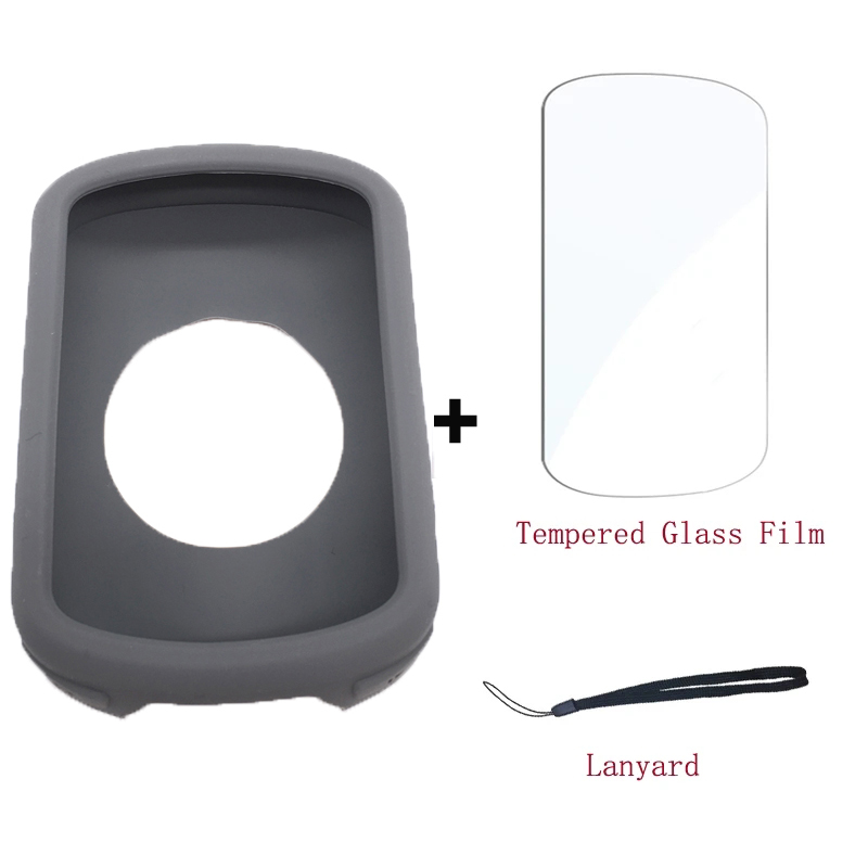 Funda Garmin Edge 540 840 con película de vidrio templado nueva funda de silicona y Protector de pantalla para ordenador GPS Garmin Edge 540 Edge 840: Gris oscuro