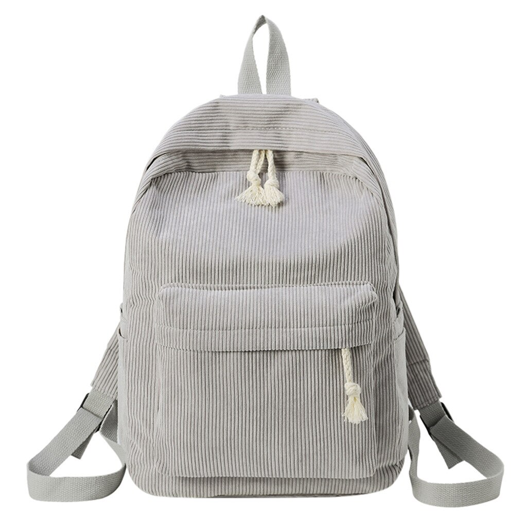 # H30 mochila escolar feminina, mochila veludo com zíper sólido, estilo coreano, para estudantes: Gray