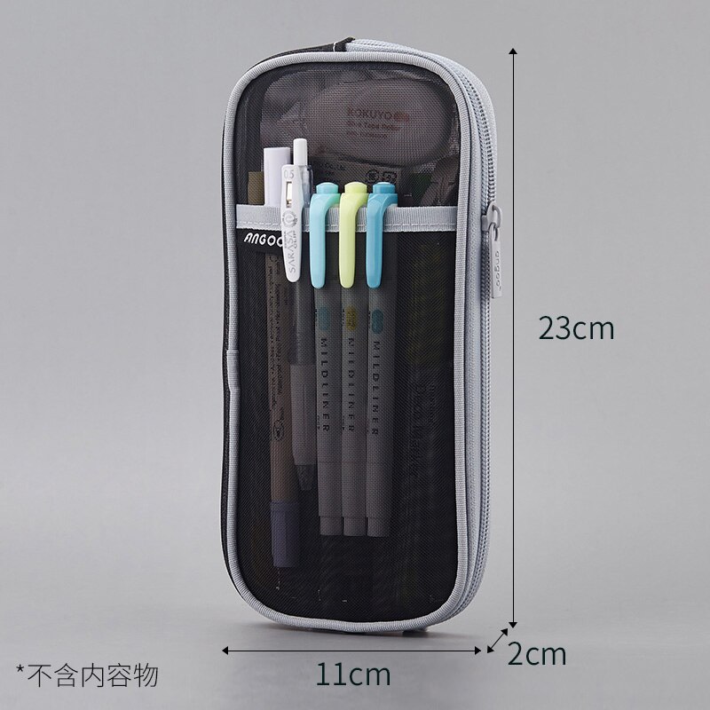 Astuccio trasparente a rete per astuccio per penne trasparente per scuola: nero