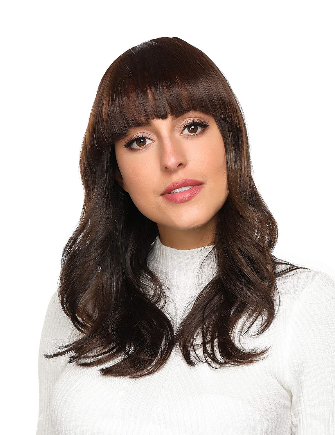 Extensions capillaires synthétiques à frange pour femmes, postiche à frange plate avec frange frontale