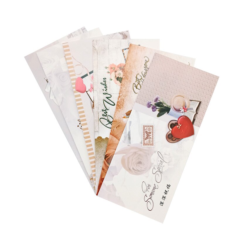50 Sets/partij Diepe Zegeningen Van Prachtige Bloemen Serie Een Envelop Met Een Postkaart Elke Set Fold Kaarten