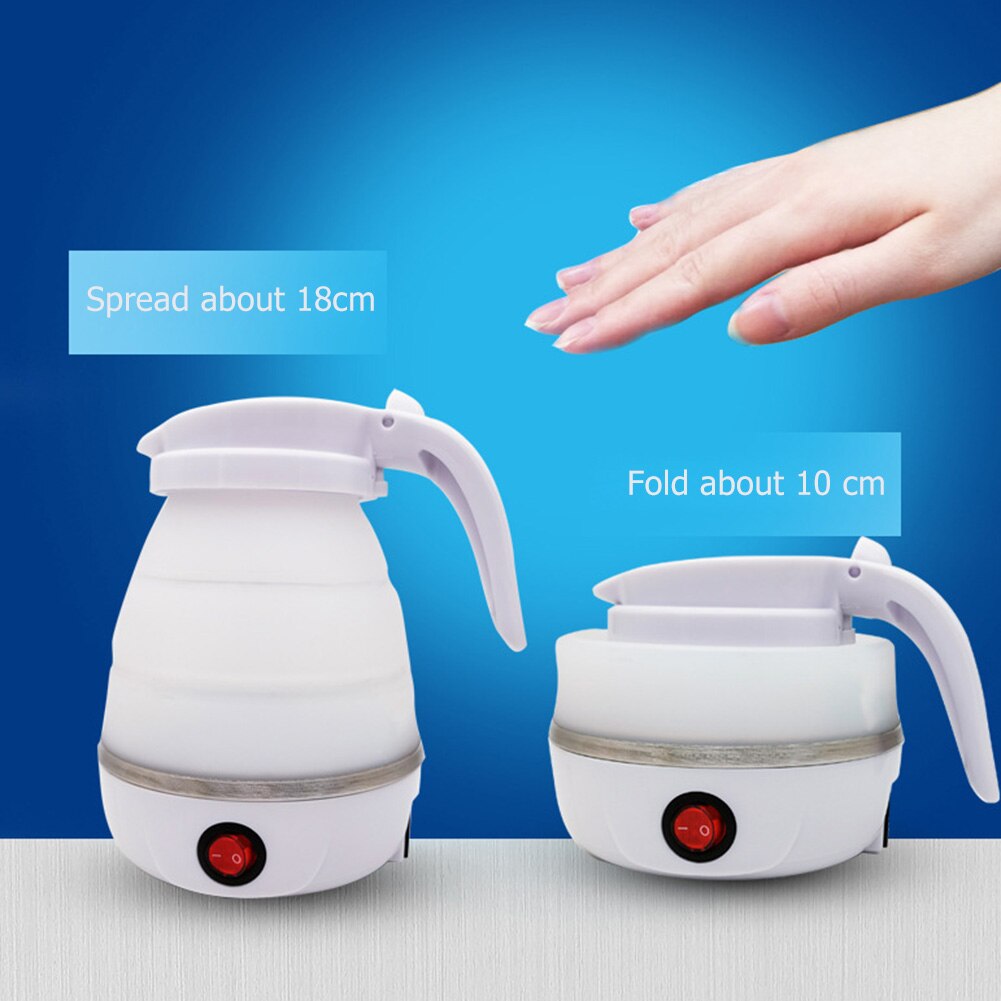 Hervidor de agua eléctrico plegable, tetera de silicona portátil de 600W para viaje, uso doméstico, accesorios de cocina