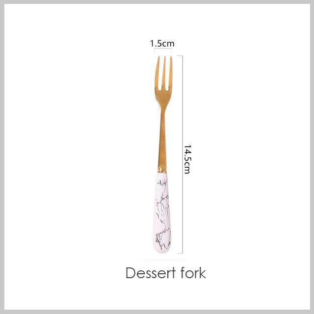 Zastawa stołowa do kuchni zestaw sztućców zestaw złotych sztućców zestaw sztućców ze stali nierdzewnej luksusowy nóż łyżka zestaw obiadowy Western Ceramics: white dessert fork