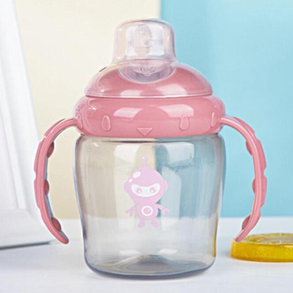 Baby Trinkbecher freundlicher Karikatur Ebene Trinkwasser Stroh Flasche Stroh Sippy Entenschnabel Tasse Hohe Temperatur Beständig Flasche