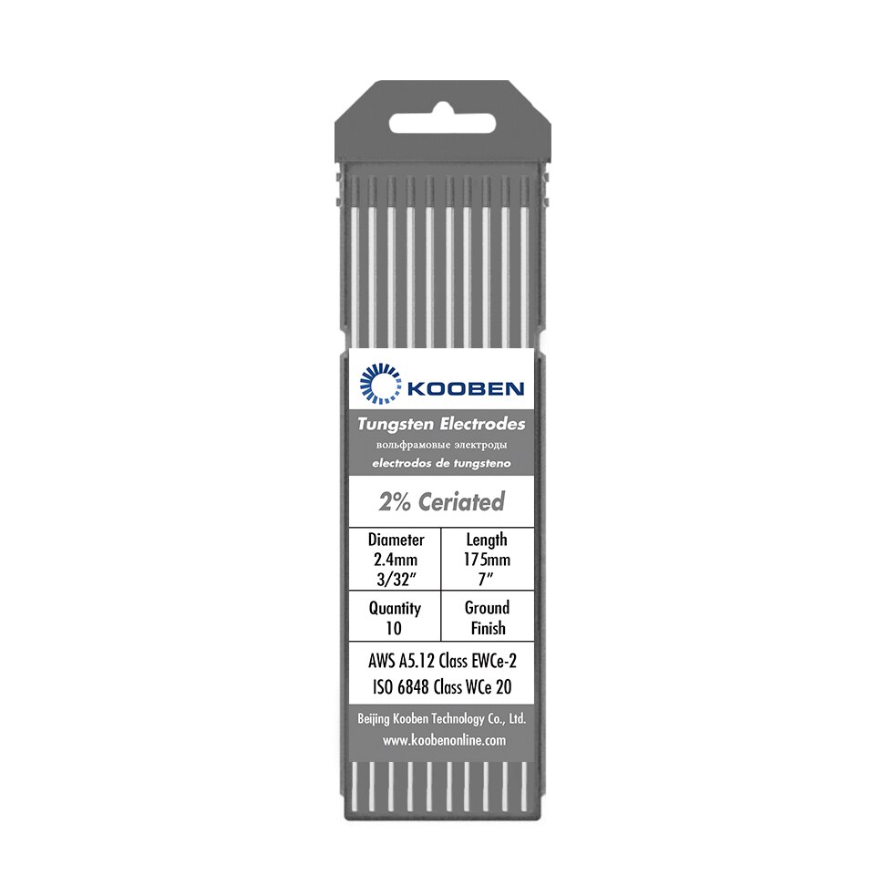 Electrodos de tungsteno WC20, 1,0, 1,6, 2,4, 3,2mm x 175mm, soldadura gris, electrodos de tungsteno