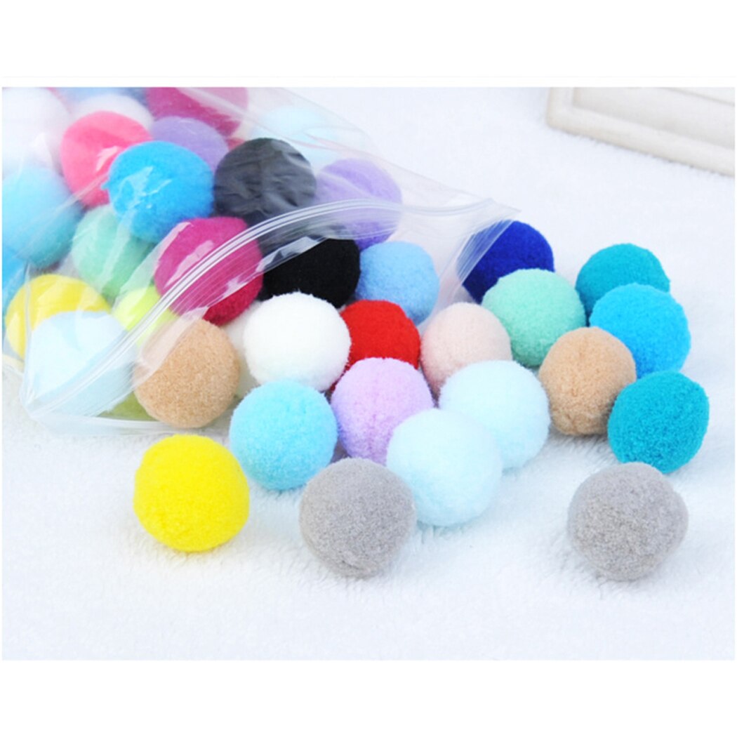 60 stk søte morsomme katteleker stretch plysj ball katt leke ball fargerik interaktiv katt pom pom katt tyggeleke