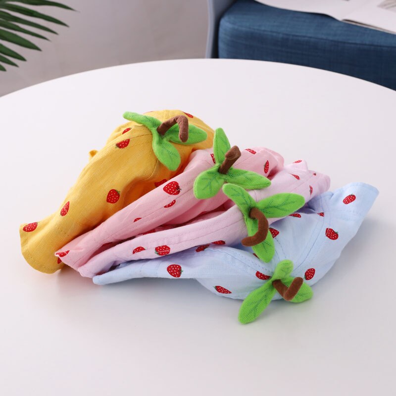 Söt sommar härlig jordgubbe baby hink hatt utomhus barn runda kepsar pojke tjej solhatt för barn 6 månader --3 år