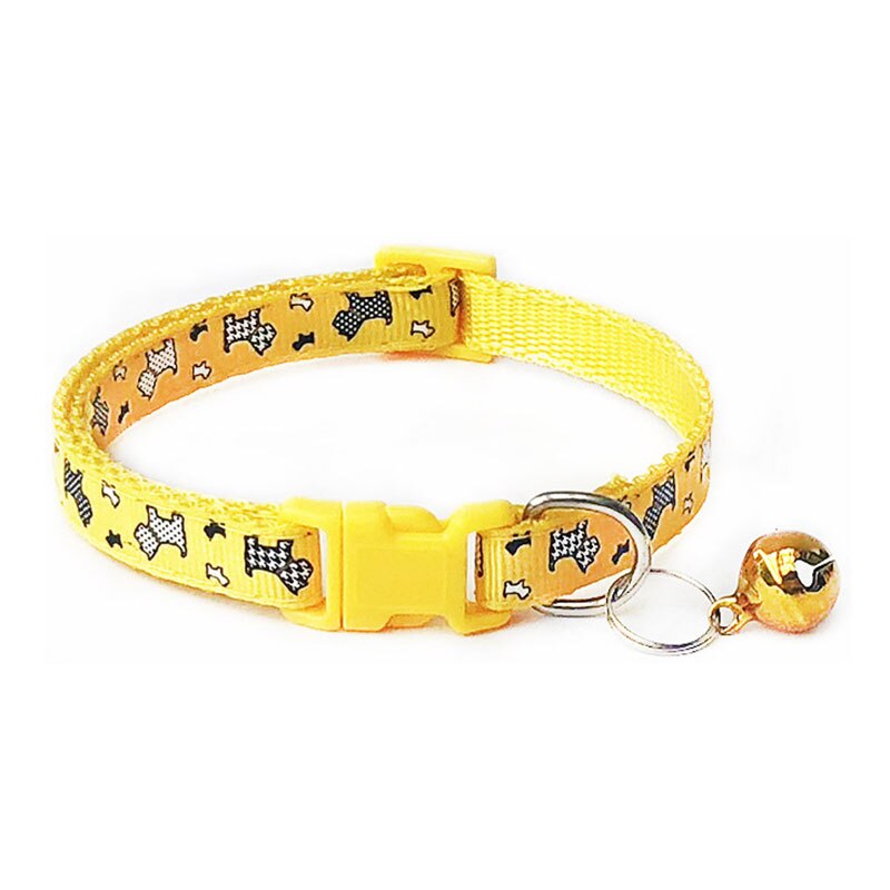Mignon arête de poisson imprimé réglable chien chat collier détachable Nylon animal de compagnie chiot chien chaton chat collier avec cloches 19-32cm directe: 9