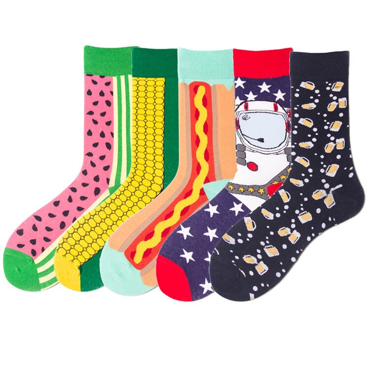 Calcetines cómodos con estampado de tiburón para hombre, medias divertidas de estilo casual, ideal para monopatín o boda, con diseños geométricos,