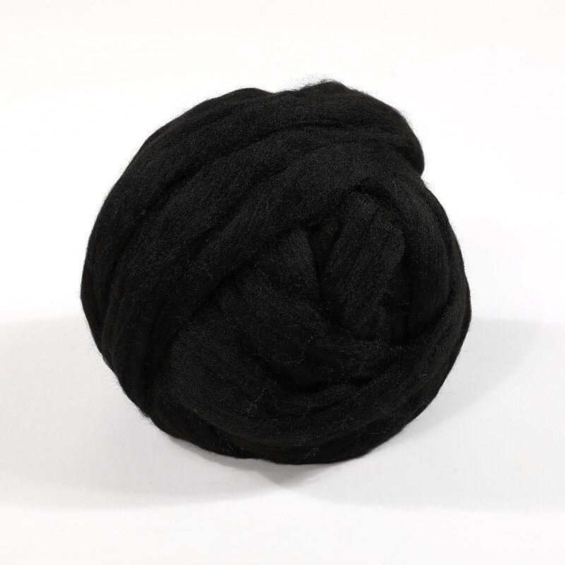 250g super tyk naturlig merinould chunky garn filt uld roving garn til spinding hånd strikning spin garn vinter varmt: 01 sorte