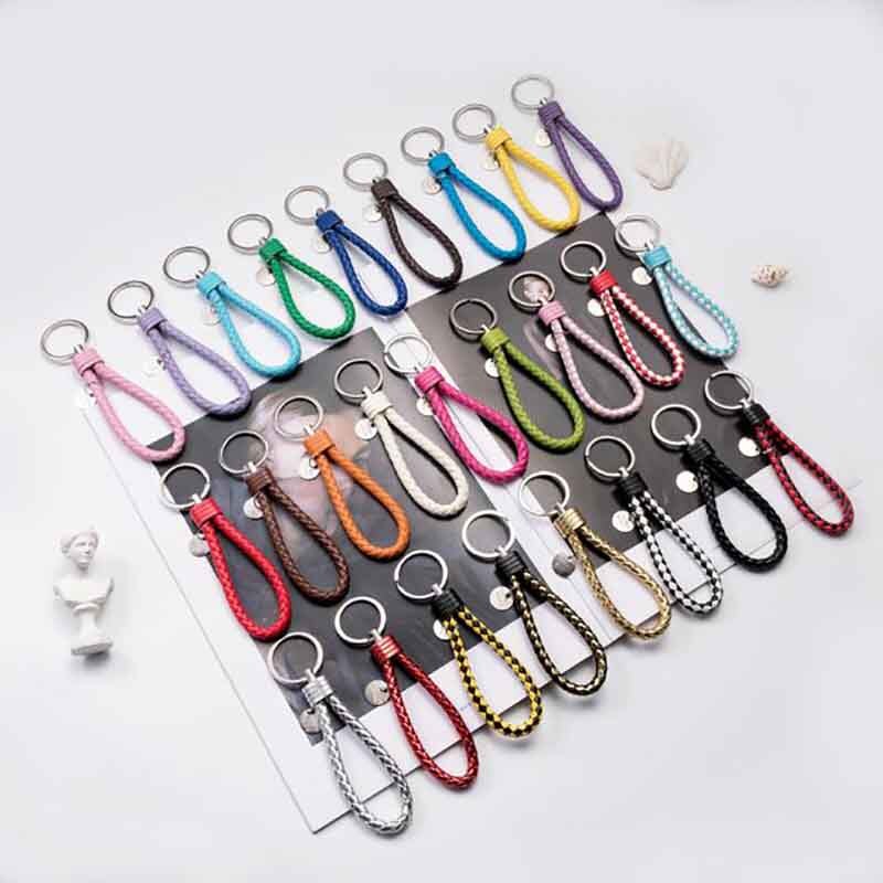 Fatti a mano Intrecciato PU Portachiavi In Pelle Catena Chiave Portachiavi In Metallo Portachiavi Auto Portachiavi Anello chiave Dell'automobile Chiave Pendente Del Sacchetto Accessori Anello