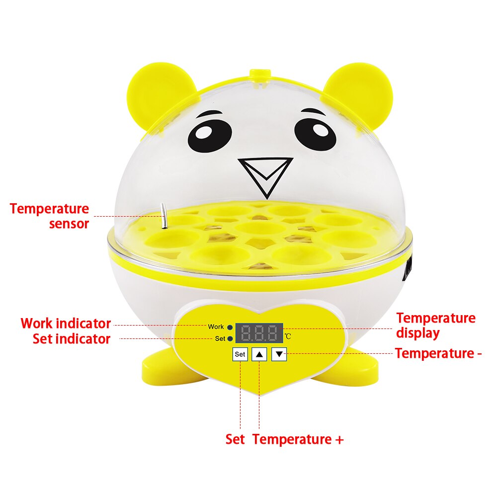 Incubadora Digital de 9 huevos para aves de corral, mejor incubadora de temperatura para granja, pollo, pato, pájaro, Paloma
