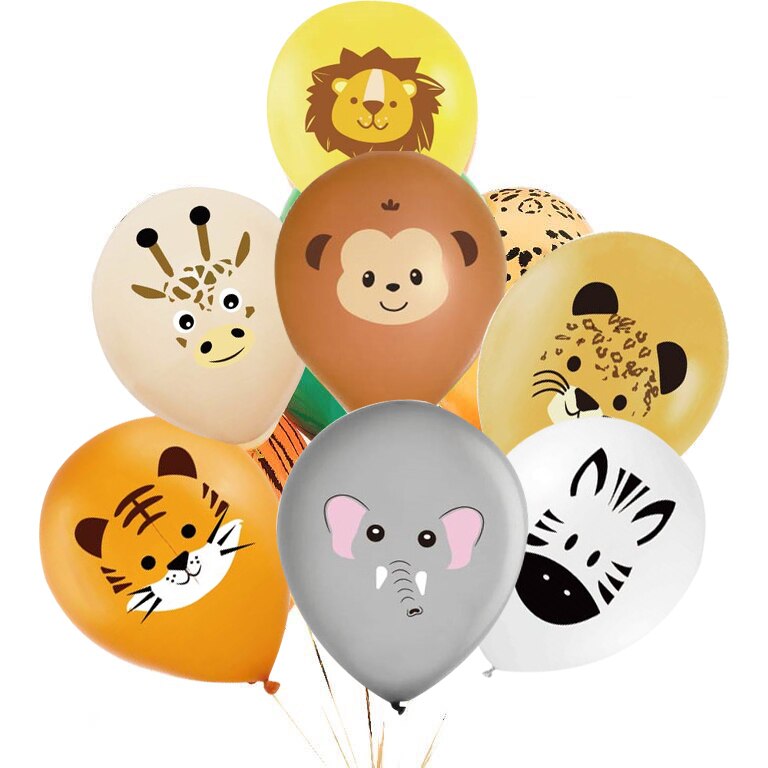 10Pcs Bos Dier Ballon Jungle Safari Verjaardagsfeestje Decoratie Cartoon Leeuw Tijger Ballonnen Voor Kinderen Party Diy Supplies