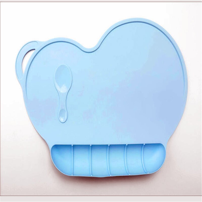 neue Stil Baby Kind Silizium Platte Saugnapf rutschfeste Baby Tischset Wasserdicht Snack matt Art Abendessen Platte Plato plaat: Blau
