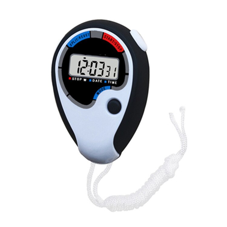 Classic Digital Handheld LCD Chronograph Sports Stopwatch Timer Stop Watch With String: D